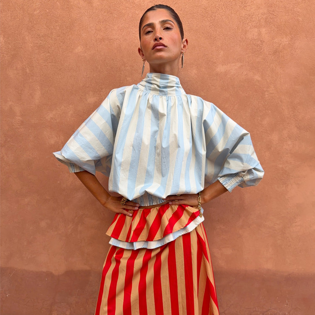 Blue Stripe Batwing Blouse | Never Fully Dressed Essential