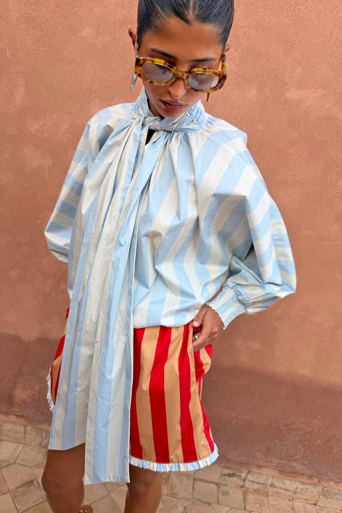 Blue Stripe Batwing Blouse | Never Fully Dressed Essential