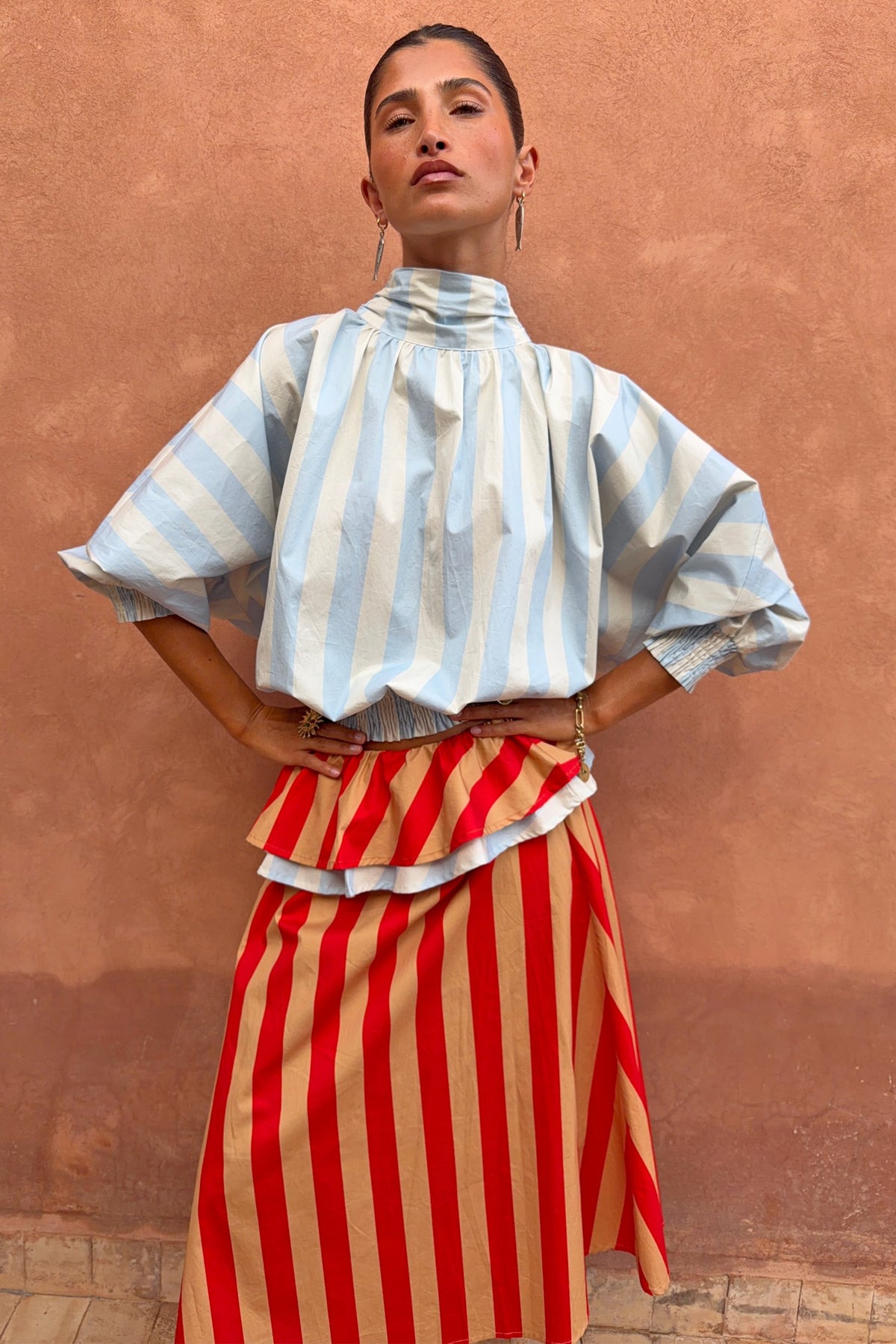 Blue Stripe Batwing Blouse | Never Fully Dressed Essential