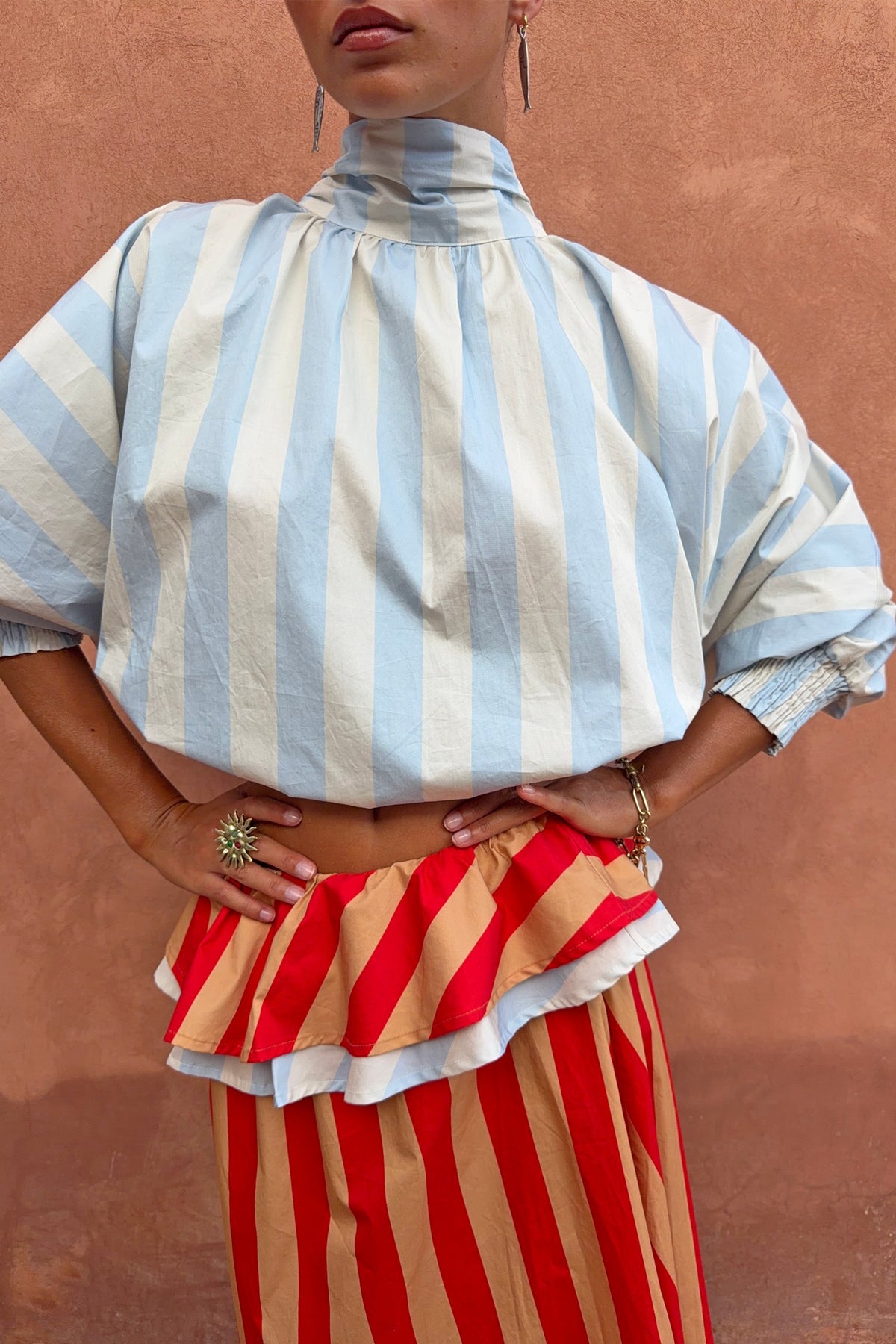 Blue Stripe Batwing Blouse | Never Fully Dressed Essential