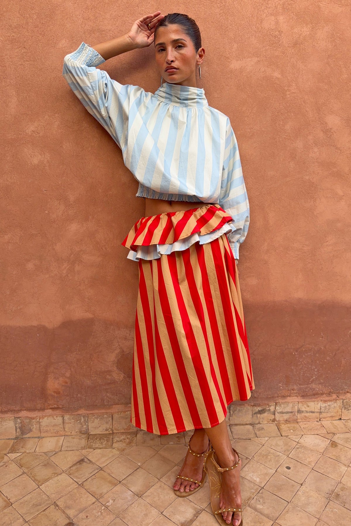 Blue Stripe Batwing Blouse | Never Fully Dressed Essential