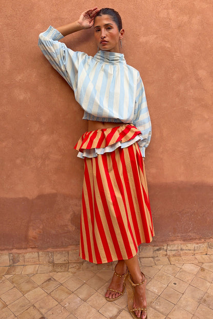 Blue Stripe Batwing Blouse | Never Fully Dressed Essential