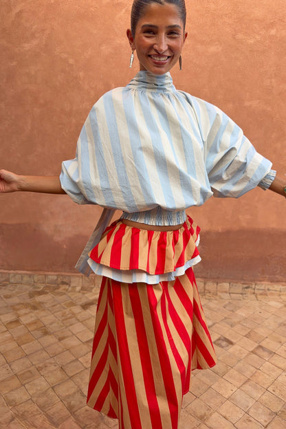 Blue Stripe Batwing Blouse | Never Fully Dressed Essential