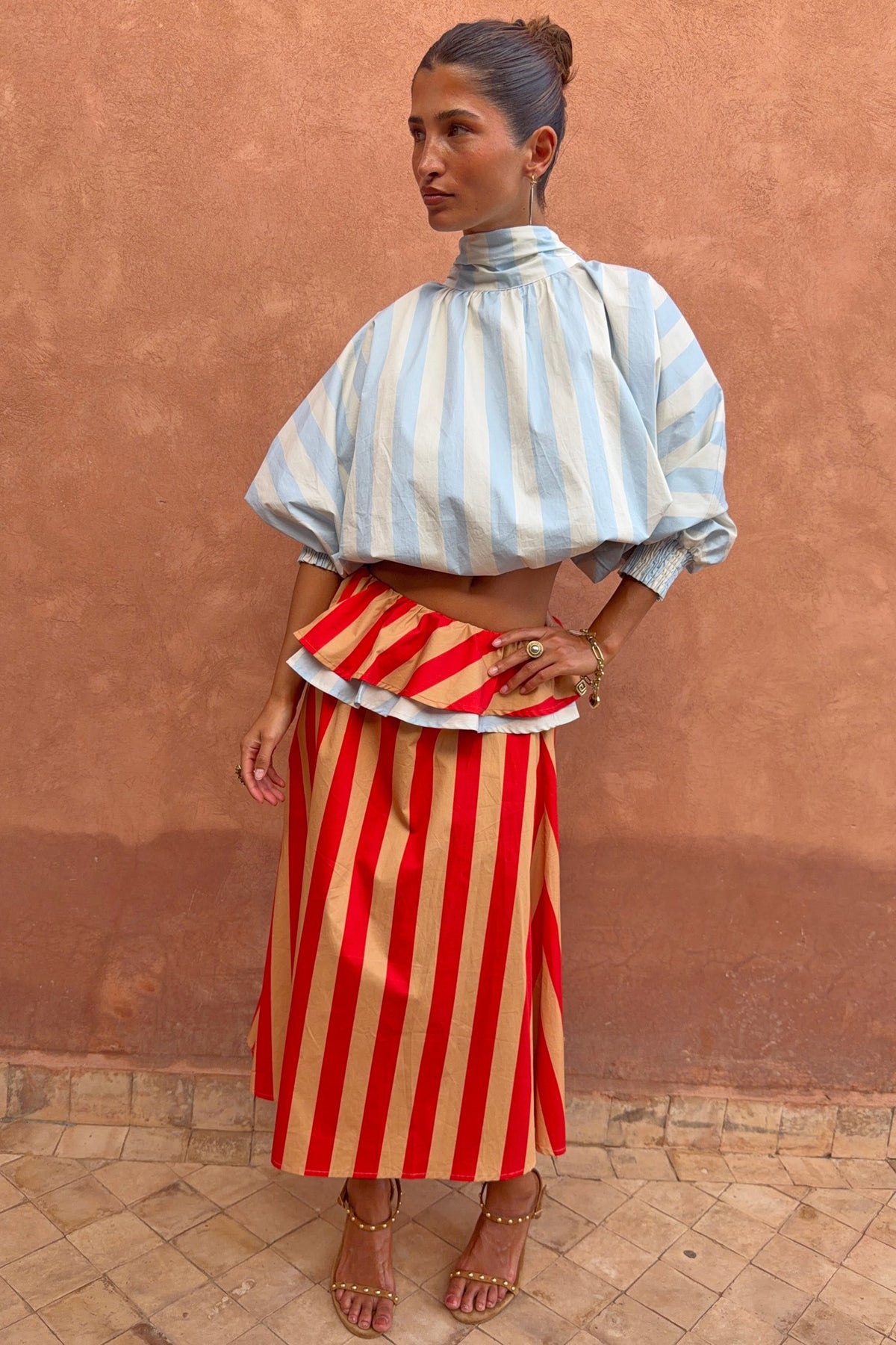 Blue Stripe Batwing Blouse | Never Fully Dressed Essential