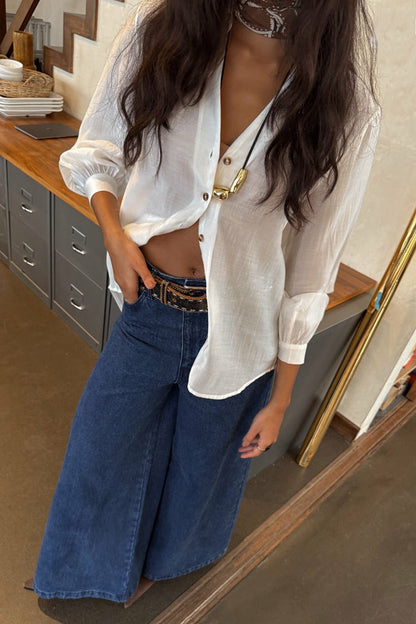 White Miley Oversized Shirt | Never Fully Dressed Everyday