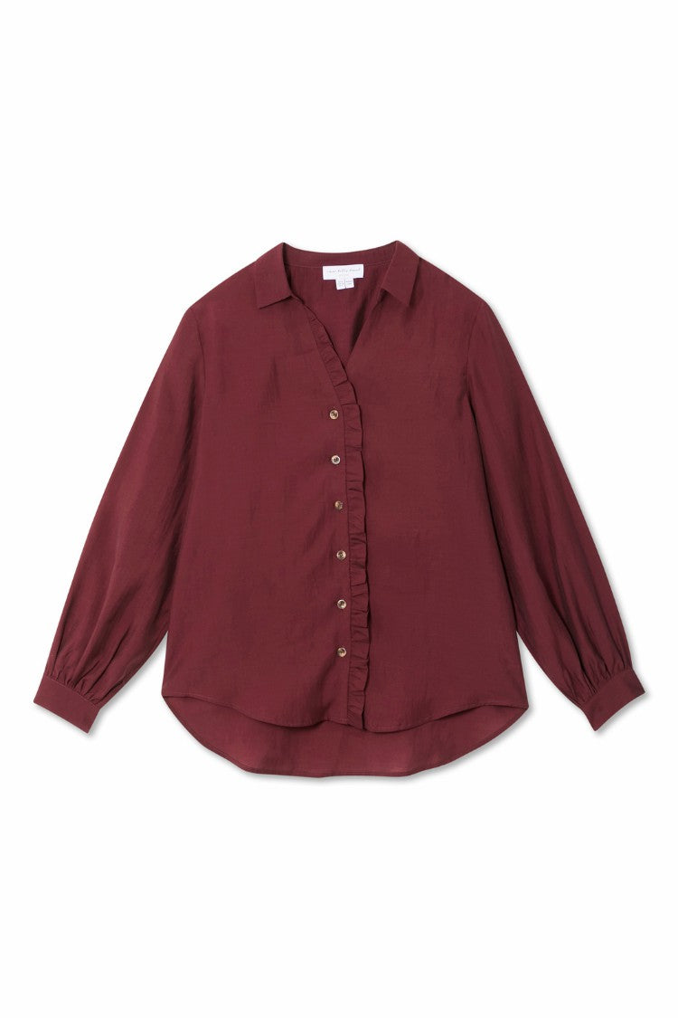 Burgundy Ruffle Miley Shirt | Never Fully Dressed Customer Favorite
