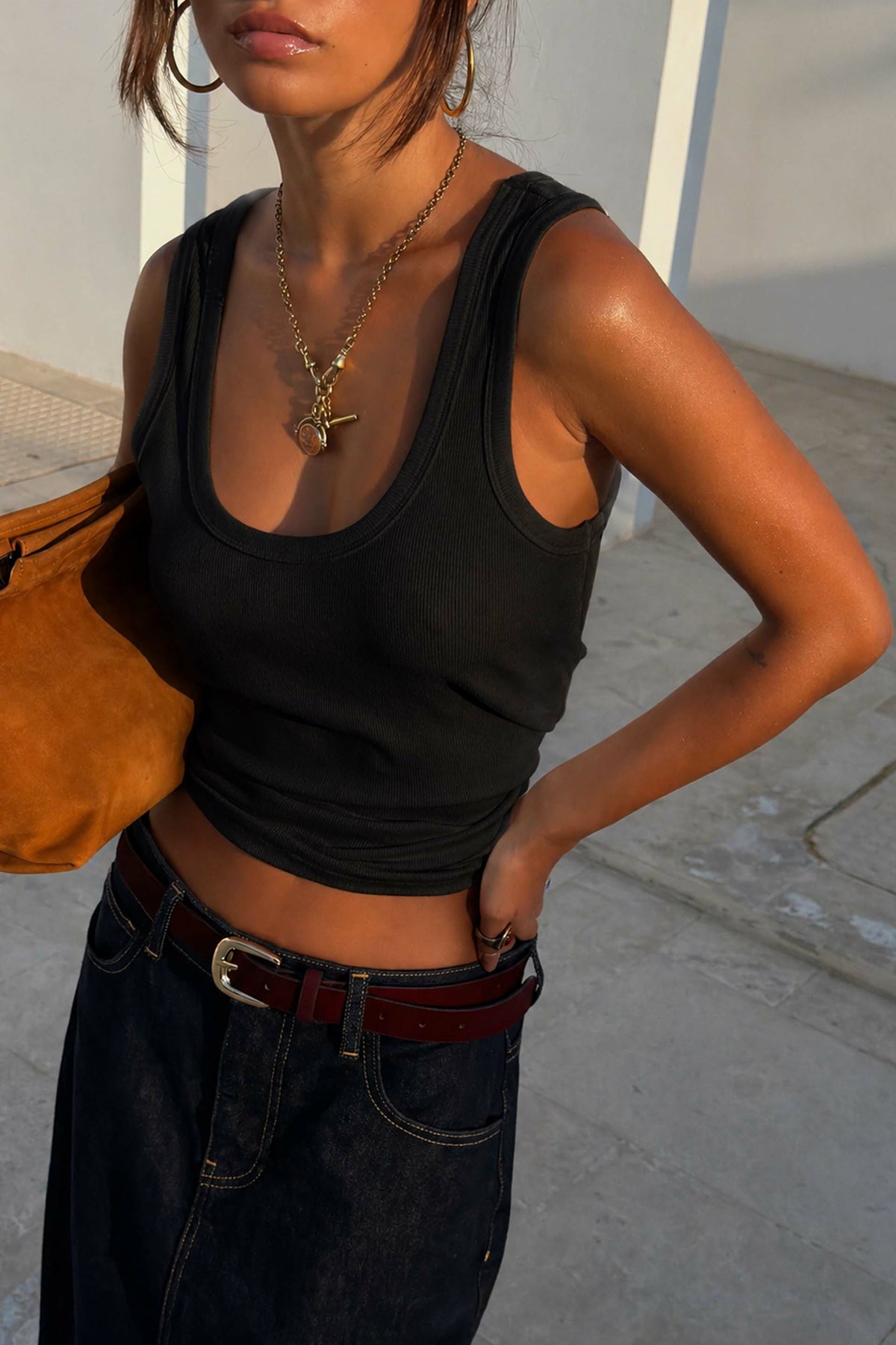 Black Scoop Neck Rib Tank | Never Fully Dressed Discount