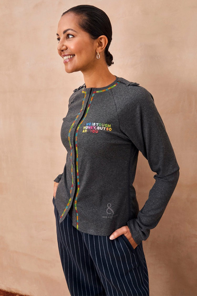Charcoal Life Is Tough Honey T-Shirt | Never Fully Dressed Essential