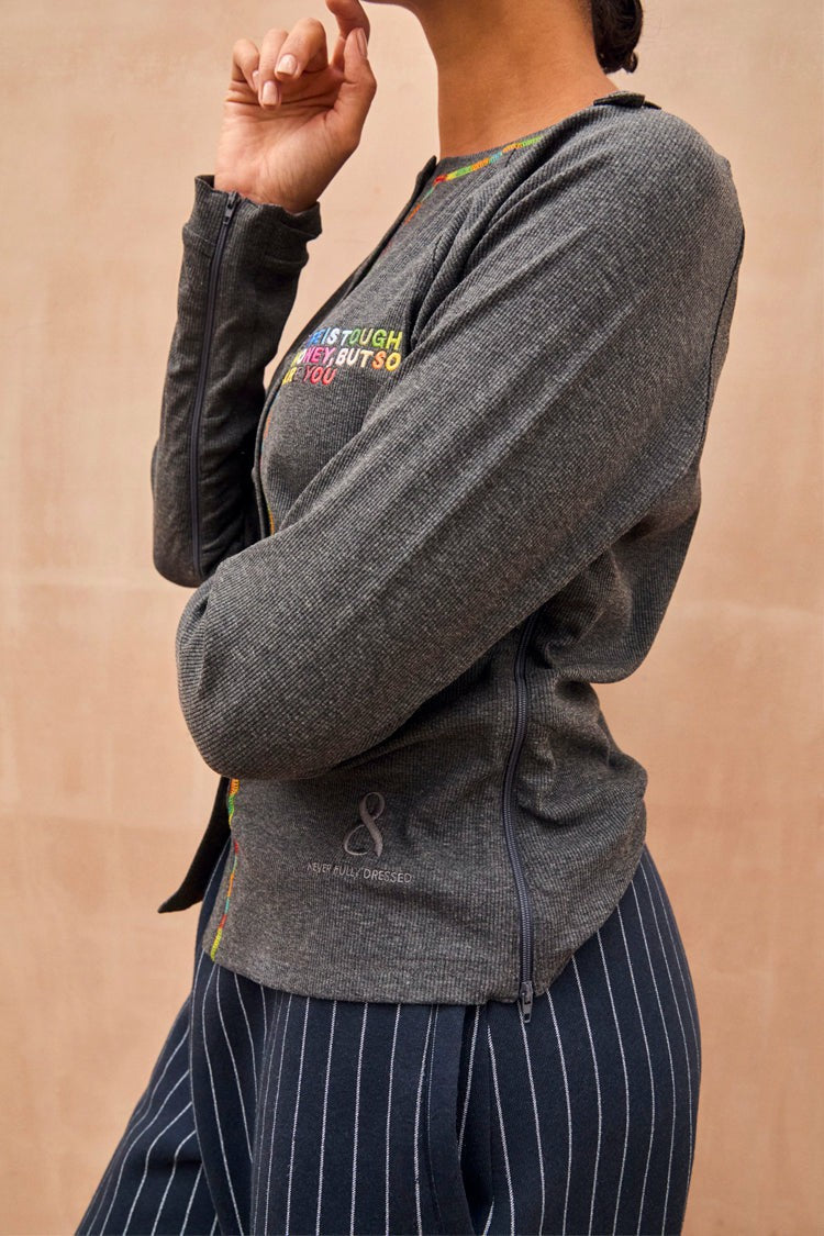 Charcoal Life Is Tough Honey T-Shirt | Never Fully Dressed Essential