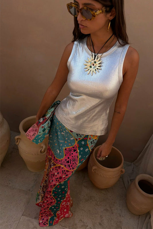 Silver Ribbed Tank Top | Never Fully Dressed Hot Sale