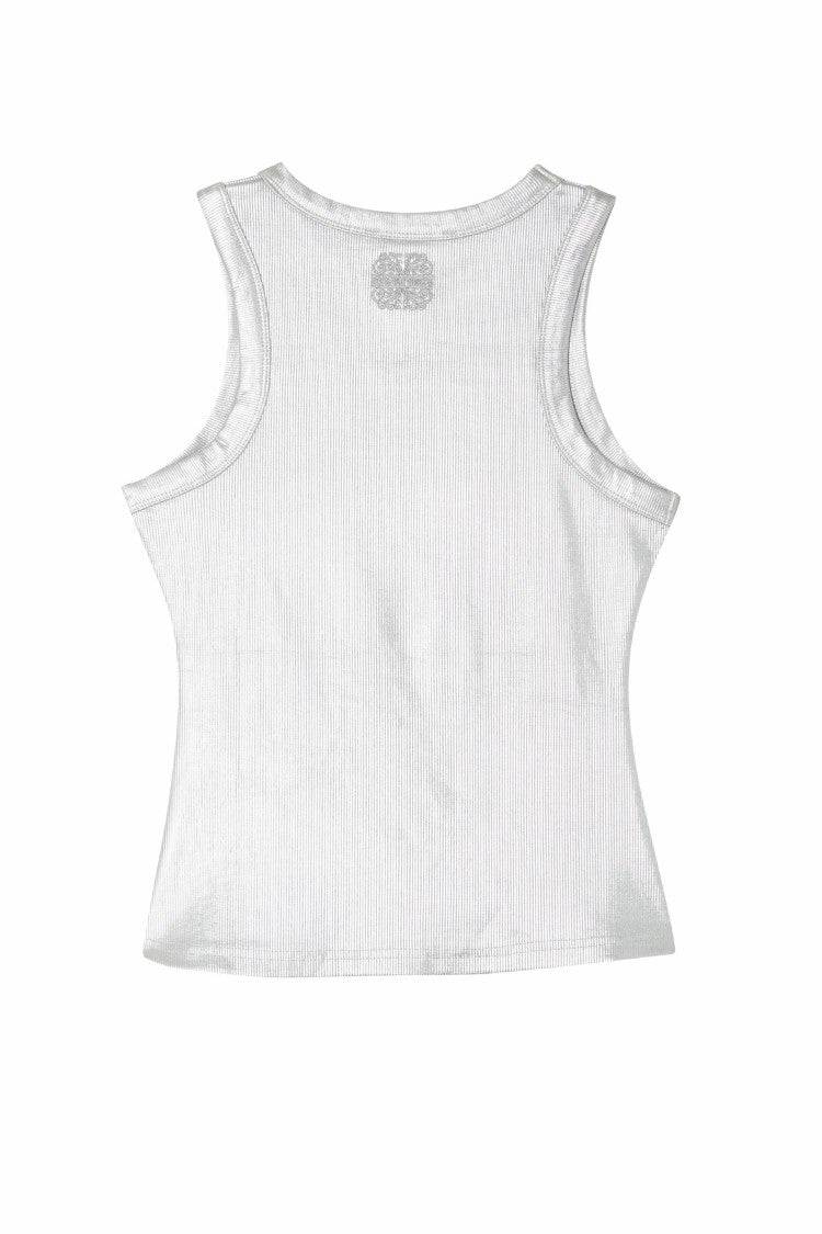 Silver Ribbed Tank Top | Never Fully Dressed Hot Sale