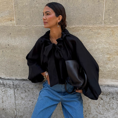 Black Ruffle Shirt | Never Fully Dressed Smart Buy