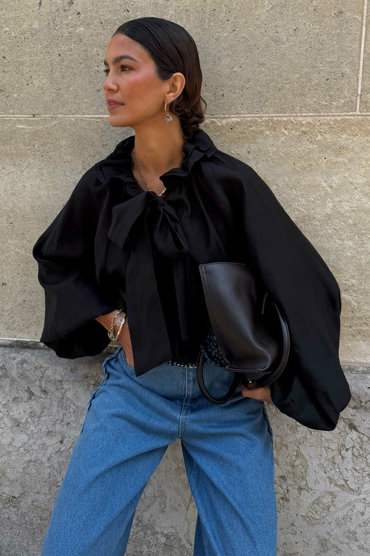 Black Ruffle Shirt | Never Fully Dressed Smart Buy