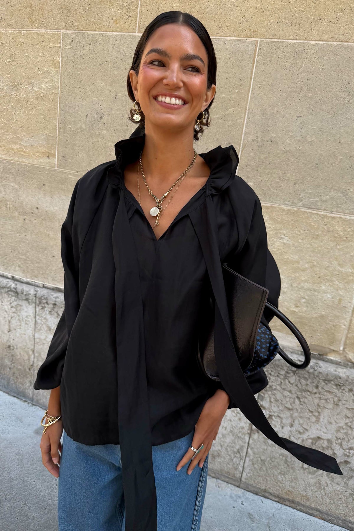 Black Ruffle Shirt | Never Fully Dressed Smart Buy