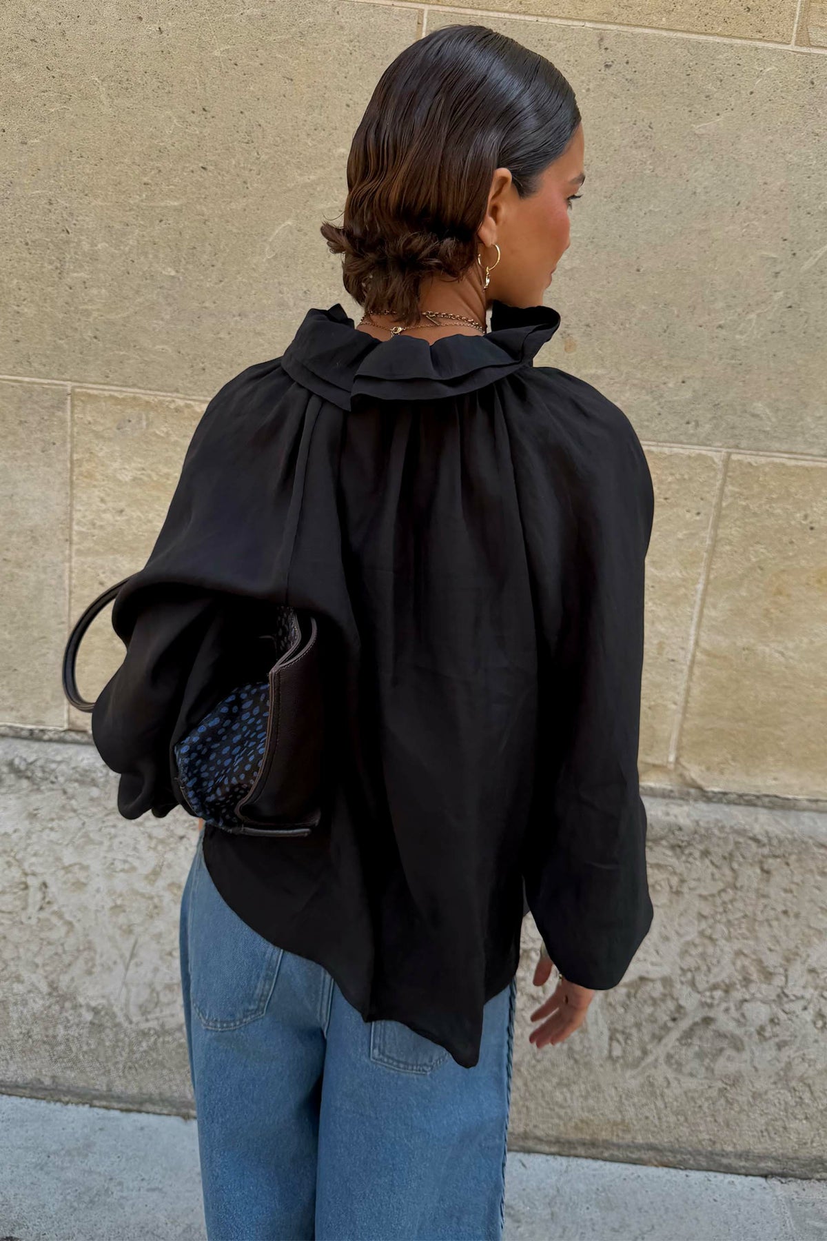 Black Ruffle Shirt | Never Fully Dressed Smart Buy