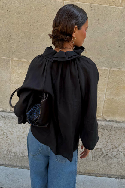 Black Ruffle Shirt | Never Fully Dressed Smart Buy