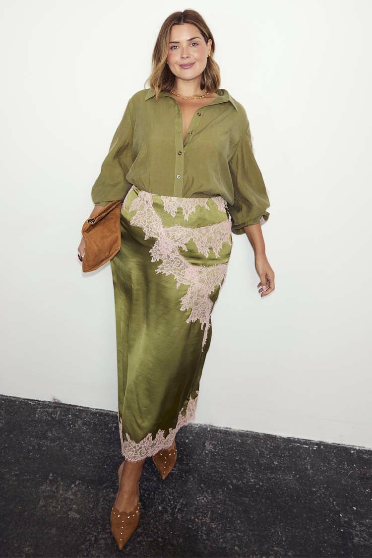 Olive & Pink Lace Marley Shirt | Never Fully Dressed Essential