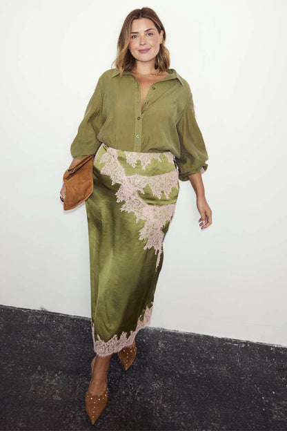 Olive & Pink Lace Marley Shirt | Never Fully Dressed Essential