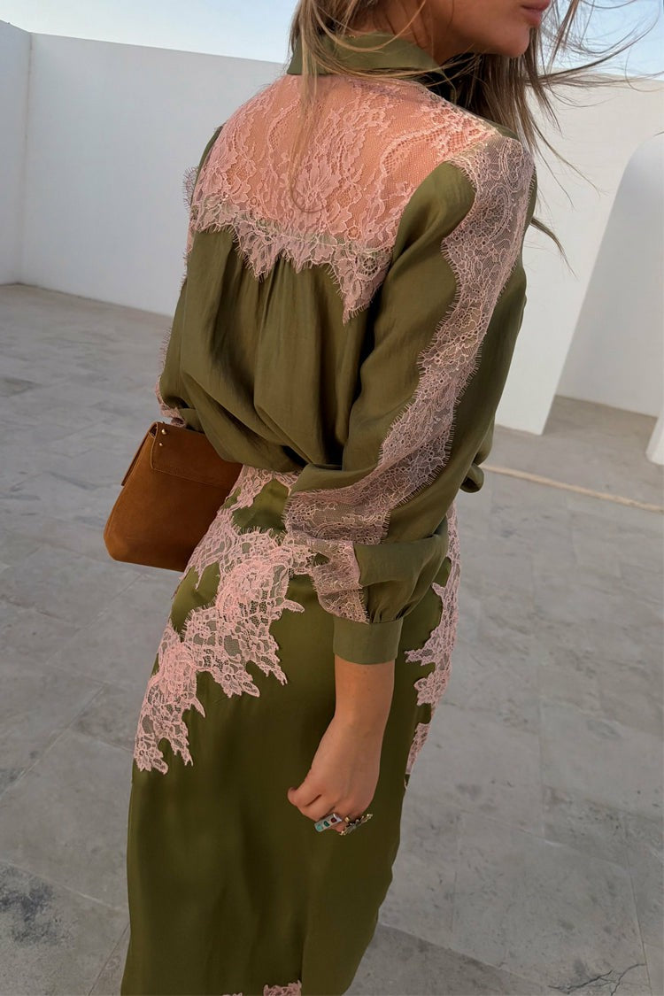 Olive & Pink Lace Marley Shirt | Never Fully Dressed Essential