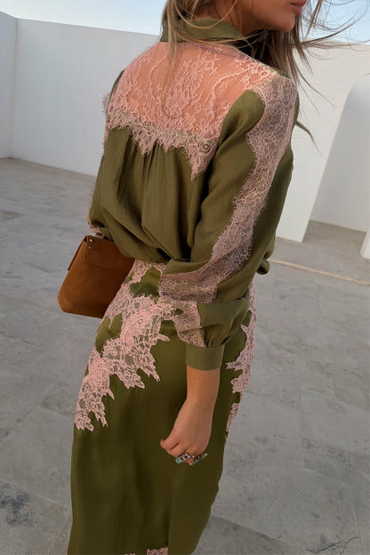 Olive & Pink Lace Marley Shirt | Never Fully Dressed Essential