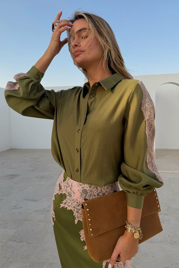 Olive & Pink Lace Marley Shirt | Never Fully Dressed Essential