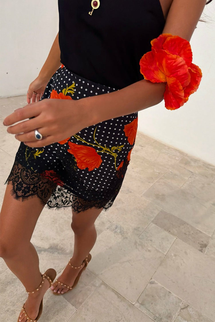 Black Poppy Mini Maeva Skirt | Never Fully Dressed Customer Favorite