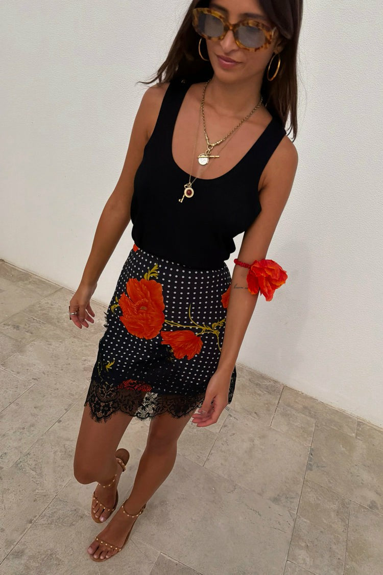 Black Poppy Mini Maeva Skirt | Never Fully Dressed Customer Favorite