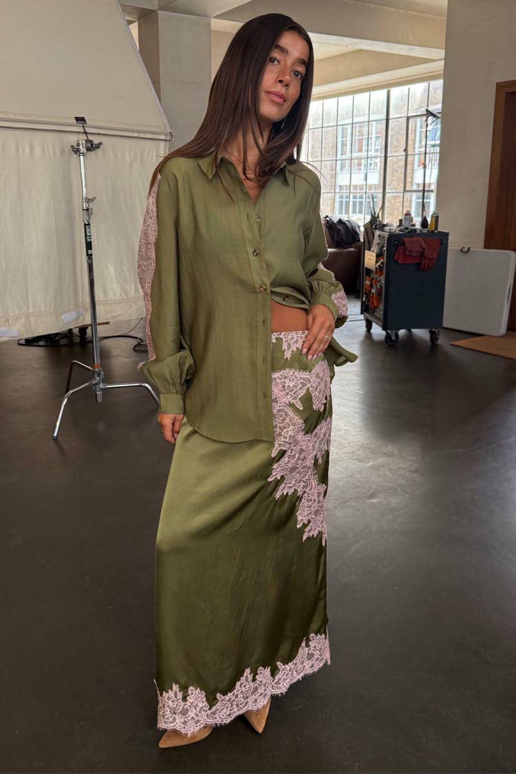 Olive & Pink Lily Skirt | Never Fully Dressed Trusted