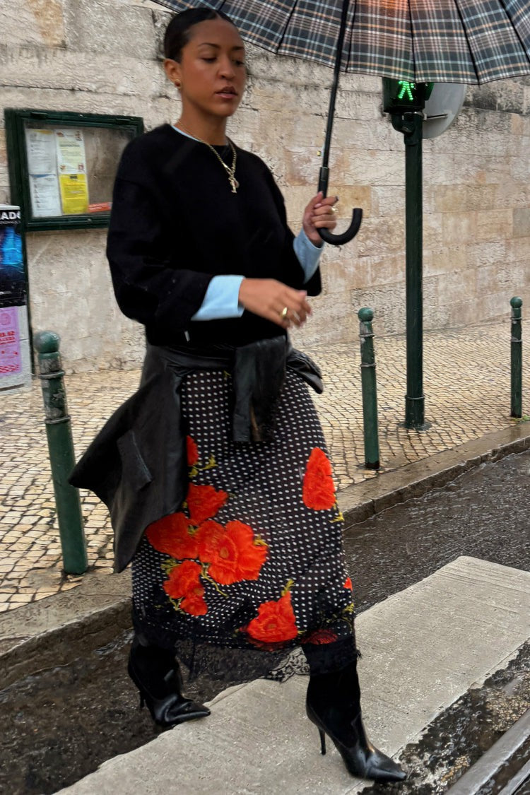 Black Poppy Midi Maeva Skirt | Never Fully Dressed Trusted