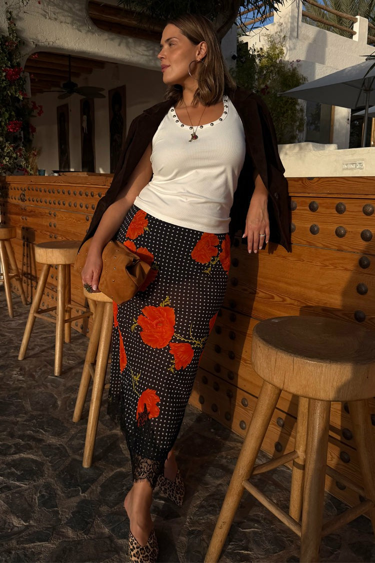 Black Poppy Midi Maeva Skirt | Never Fully Dressed Trusted