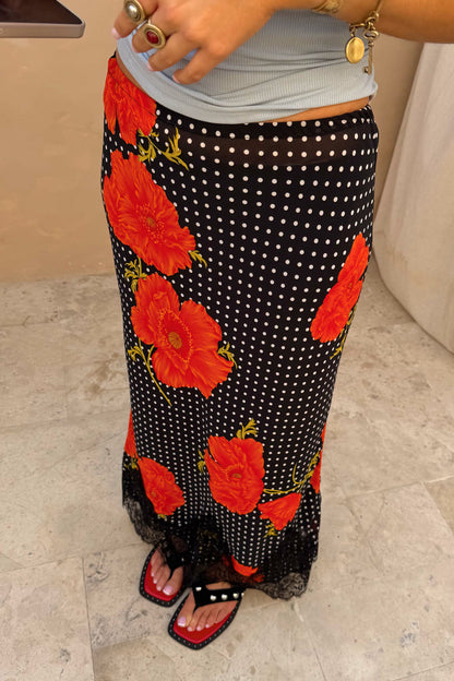 Black Poppy Midi Maeva Skirt | Never Fully Dressed Trusted