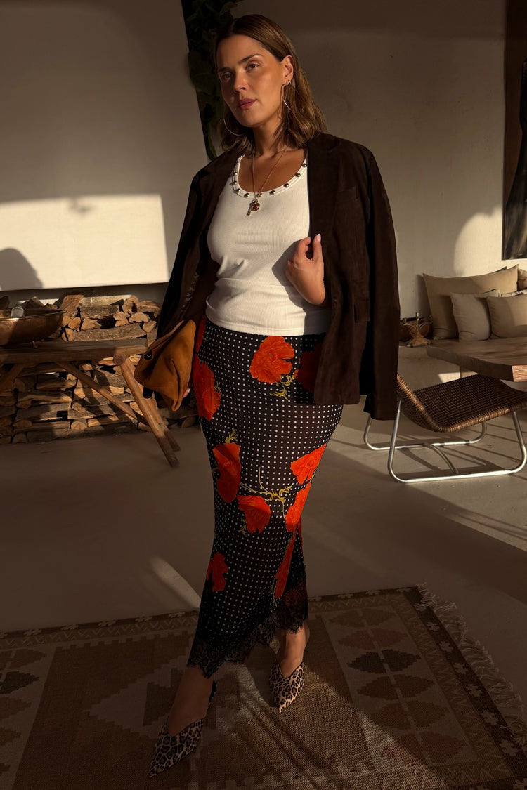 Black Poppy Midi Maeva Skirt | Never Fully Dressed Trusted