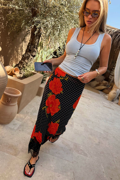 Black Poppy Midi Maeva Skirt | Never Fully Dressed Trusted