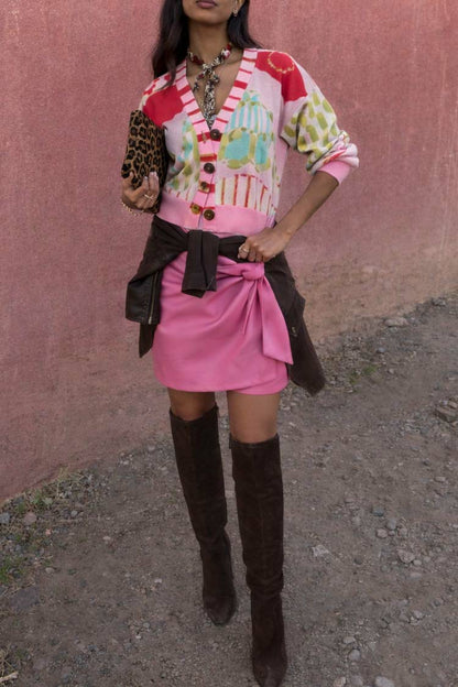 Pink Vegan Leather Mini Jaspre Skirt | Never Fully Dressed Trusted