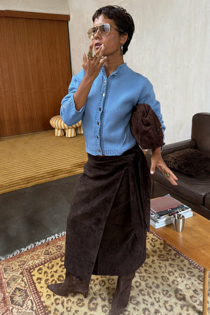 Chocolate Suede Jaspre Skirt - Multi-wear - Never Fully Dressed | Never Fully Dressed New