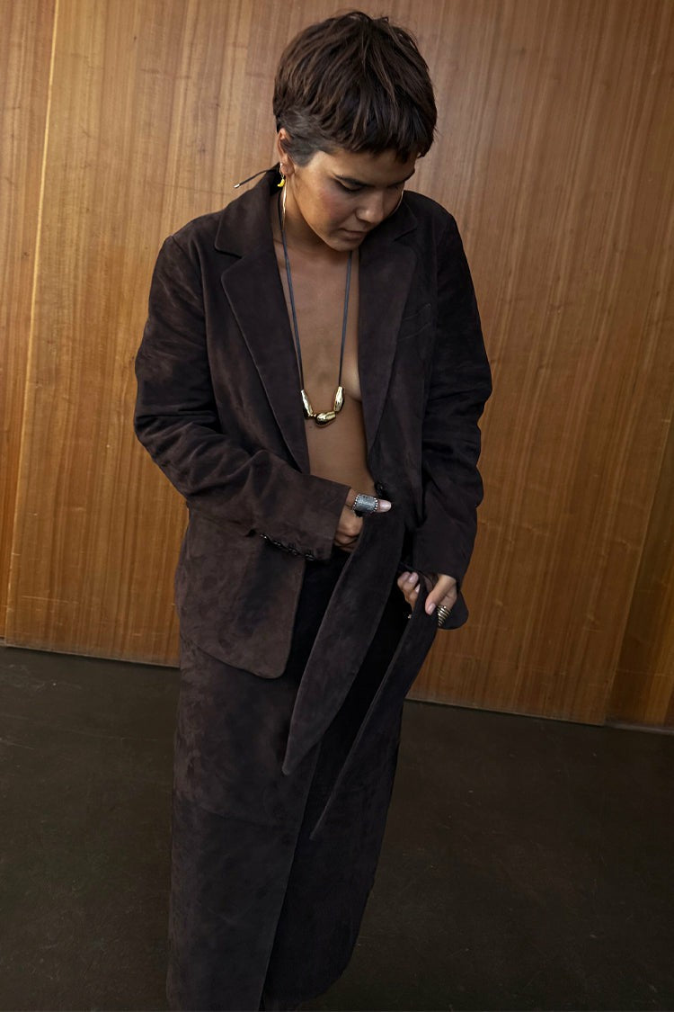 Chocolate Suede Jaspre Skirt - Multi-wear - Never Fully Dressed | Never Fully Dressed New