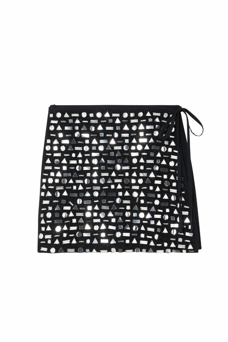 Black Beaded Mirror Skirt | Never Fully Dressed Exclusive