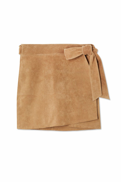 Tan Suede Mini Jaspre Skirt | Never Fully Dressed Featured