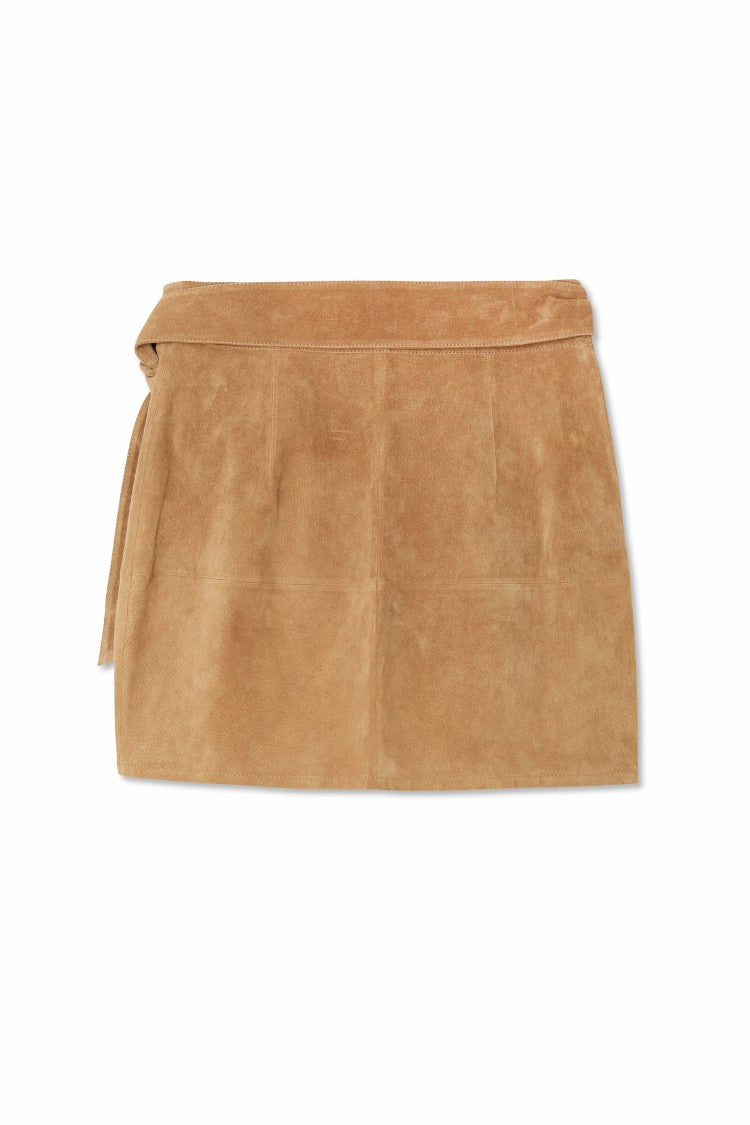 Tan Suede Mini Jaspre Skirt | Never Fully Dressed Featured