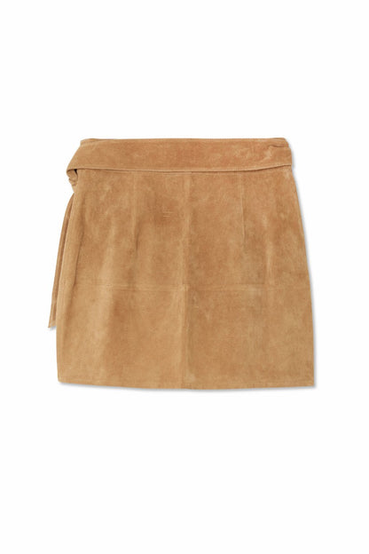Tan Suede Mini Jaspre Skirt | Never Fully Dressed Featured