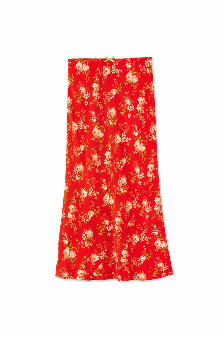 Red Floral Midi Skirt | Never Fully Dressed Best Seller