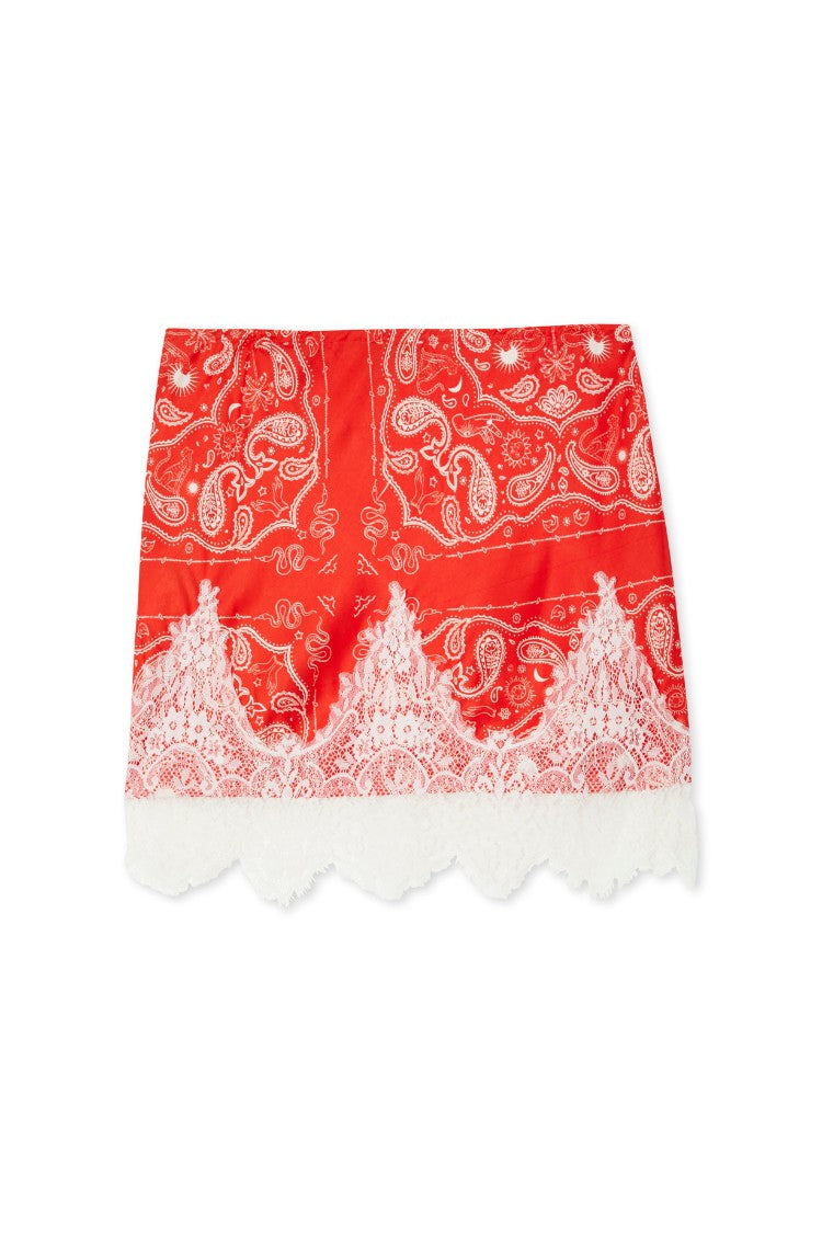 Red Bandana Lace Maeva Mini Skirt | Never Fully Dressed Best Seller