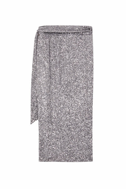 Gunmetal Sequin Jaspre Midi Skirt | Never Fully Dressed Best Seller