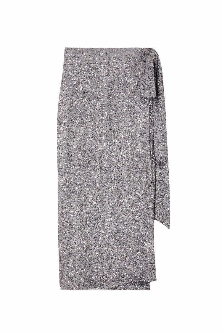 Gunmetal Sequin Jaspre Midi Skirt | Never Fully Dressed Best Seller