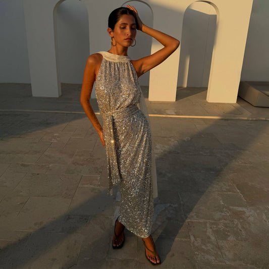 Silver Sequin Maxi Wrap Jaspre Skirt | Never Fully Dressed Sale