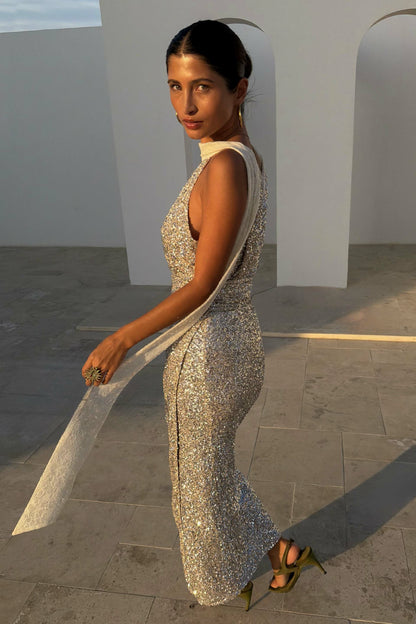 Silver Sequin Maxi Wrap Jaspre Skirt | Never Fully Dressed Sale