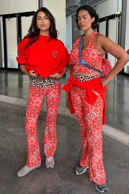 Red Paisley Wide Leg Legging | Never Fully Dressed Special Offer