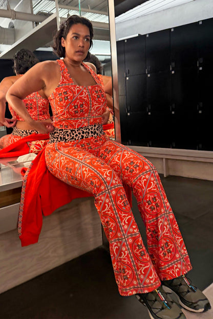 Red Paisley Wide Leg Legging | Never Fully Dressed Special Offer