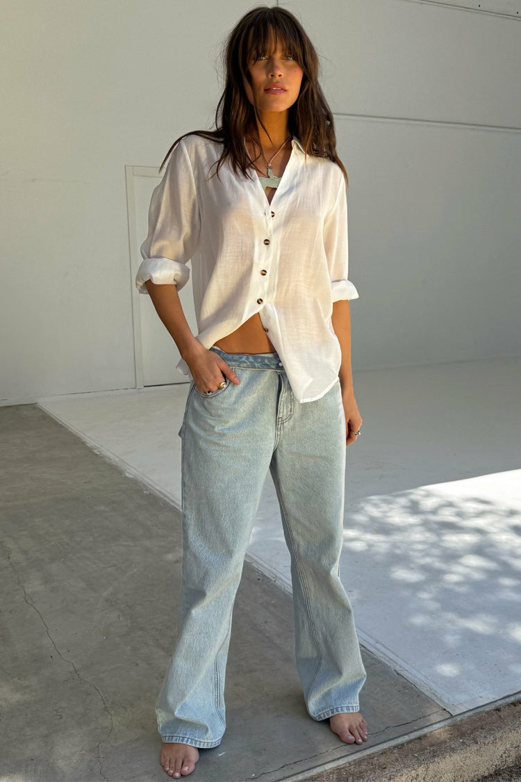 Scallop Detail Straight Leg Jeans | Never Fully Dressed Premium