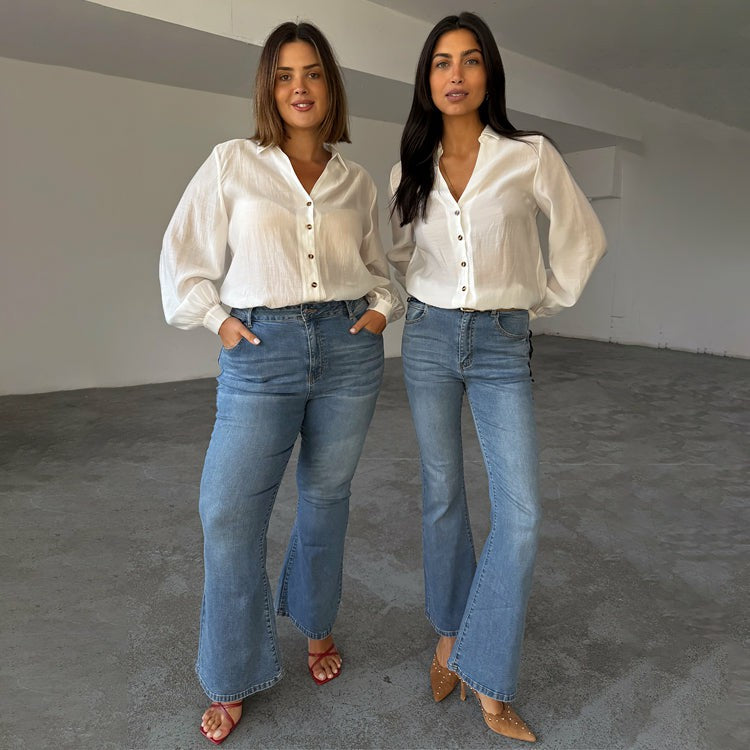Denim Flare Scallop Jean | Never Fully Dressed Best Price
